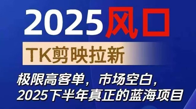 2025风口TK剪映capcut拉新项目,极限高客单,市场空白,2025下半年真正的蓝海项目-三贰项目网