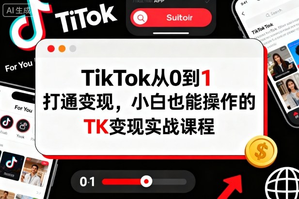 TikTok从0到1打通变现,小白也能操作的TK变现实战课程-三贰项目网