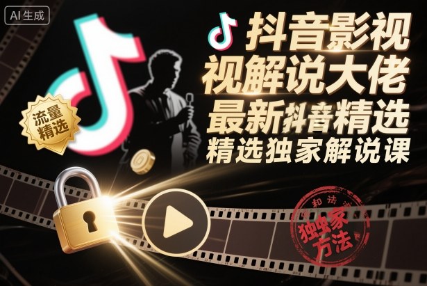 抖音影视解说大佬最新抖音进精选和独家方法,精选独家解说课-三贰项目网