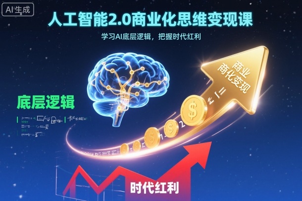 人工智能2.0商业化思维变现课,学习AI底层逻辑,把握时代红利-三贰项目网